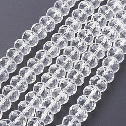Faceted Rondelle Handmade Glass Beads, for DIY Crafting, Clear, 12x8mm, Hole: 1mm, about 72pcs/strand(X-GS011-01)