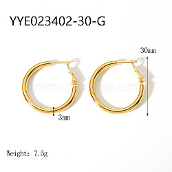 Stylish Stainless Steel Big Hoop Earrings, Real 18K Gold Plated, 30x3mm(NA7733-1)