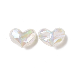 Opaque Acrylic European Beads, Large Hole Beads, AB Color Plated, Heart, White, 26x34.5x16mm, Hole: 4mm(OACR-A010-12A)