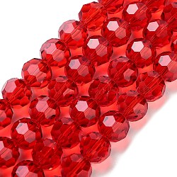 K9 Glass, Imitation Austrian Crystal Bead Strands, Grade AAA, Faceted Round, Orange Red, 10mm, Hole: 0.9~1mm, about 40pcs/strand, 15.7 inch(G-M181-10mm-06A)