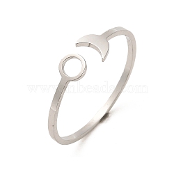 Non-Tarnish 304 Stainless Steel Open Cuff Rings, Sun & Moon, Stainless Steel Color, US Size 8(18.3mm)(RJEW-Q808-01C-P)