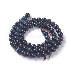 Natural Tiger Eye Beads Strands, Round, Prussian Blue, 6mm, Hole: 1mm, about 64~67pcs/strand, 15.3 inch~15.75 inch(39~40cm)(G-P428-01A-6mm)