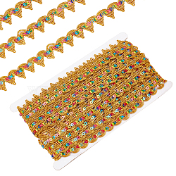 13M Polyester Braided Lace Ribbon, Clothes Accessories, Curtain Decoration, Gold, Triangle, 3/4 inch(18mm), about 14.22 Yards(13m)/card(OCOR-WH0070-108C)