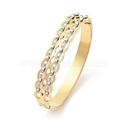 Ion Plating(IP) 304 Stainless Steel Bangles for Women, Golden & Stainless Steel Color, Inner Diameter: 3/8x2 inch(59x5cm)(BJEW-G693-05GP)