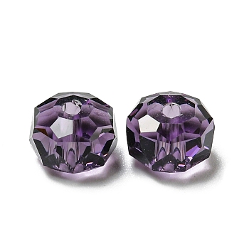 Transparent Glass Beads, Faceted, Rondelle, Purple Velvet, 6x4mm, Hole: 1.2mm