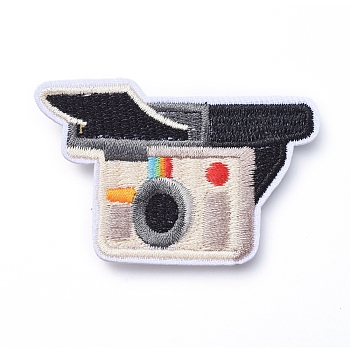 Computerized Embroidery Cloth Iron on/Sew on Patches, Costume Accessories, Appliques, Camera, Colorful, 38x63x2mm