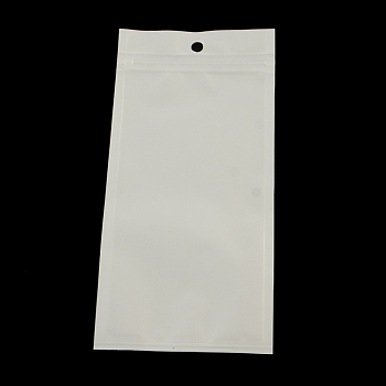 Pearl Film Plastic Zip Lock Bags, Resealable Packaging Bags, with Hang Hole, Top Seal, Self Seal Bag, Rectangle, White, 20x12cm, inner measure: 17x11cm
