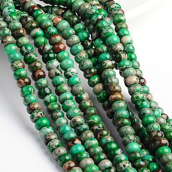 Dyed Natural Imperial Jasper Rondelle Beads Strands, Sea Green, 6x4mm, Hole: 1mm, about 98pcs/strand, 15.8 inch