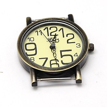 Alloy Watch Compoments, Flat Round, Antique Bronze, 43x35x7mm, Hole: 8x1mm
