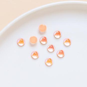 Translucent Resin Cabochons, Water Ripple Half Round/Dome, Coral, 6x3mm