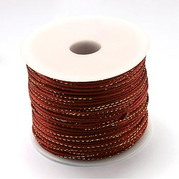 Metallic Stain Beads String Cords, Nylon Mouse Tail Cord, Saddle Brown, 1.5mm, about 100yards/roll(300 feet/roll)