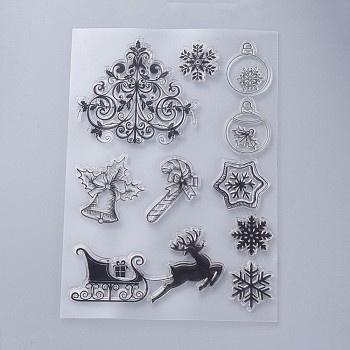 Silicone Stamps, for DIY Scrapbooking, Photo Album Decorative, Cards Making, Stamp Sheets, Christmas Themed Pattern, 160x110x3mm