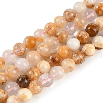 Natural Cherry Blossom Agate Beads Strands, Round, 6~6.5mm, Hole: 0.8mm, about 63pcs/strand, 15.35''(39cm)