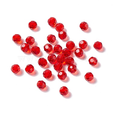 6mm Red Round Glass Beads