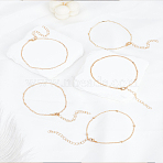 5Pcs Iron Chain Anklet Sets, Light Gold, 8-3/8~8-5/8 inch(212~220mm)(AJEW-LP0007-10LG)