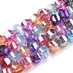 Transparent Electroplate Glass Beads Strands, AB Color Plated, Faceted, Round, Colorful, 8x6mm, Hole: 1.2mm, about 60pcs/strand, 14.96 inch(38cm)(X-EGLA-N006-078I)