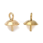 304 Stainless Steel Cup Peg Bails, For Half Drilled Beads, Ion Plating(IP), Real 18K Gold Plated, 7.5mm, Hole: 1.6mm, Pin: 0.7mm(STAS-Z178-15G)
