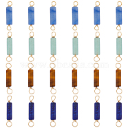 40Pcs 4 Styles Natural Mixed Gemstone Connector Charms, Column Links with Light Gold Eco-Friendly Copper Wire Wrapped, 22~23.5x4mm, Hole: 2.2~2.4mm, 10pcs/style(G-HY0001-48)