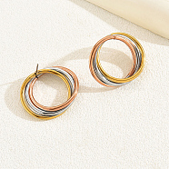 Colorful Hollow Round Hoop Earrings for Women, Simple and Stylish, Golden & Silver(HE8234)