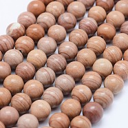 Natural Red Line Jasper Beads Strands, Round, 8mm, Hole: 1mm, about 47pcs/strand, 14.8 inch(37.6cm)(G-F531-8mm-N)