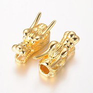Dragon Head Brass Beads, Golden, 26x9x11mm, Hole: 5mm(KK-O096-03)