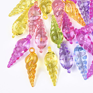 Transparent Acrylic Pendants, Spiral Shell Shape, Mixed Color, 39x13x13mm, Hole: 2.5mm(X-TACR-S133-073)