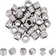 304 Stainless Steel European Beads, Large Hole Beads, Vase/Column/Barrel, Stainless Steel Color, 10x8mm, Hole: 6mm, 3 shapes, 10pcs/shape, 30pcs/box(STAS-UN0013-28P)