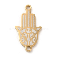Ion Plating(IP) 304 Stainless Steel Connector Charms, Religion Hamsa Hand Links, Golden, 22x12x1.5mm, Hole: 1.6mm(STAS-A086-10G)