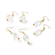 Brass Dangle Earrings, with Transparent Acrylic Beads, Mixed Shape, Clear AB, 40~51mm, Pin: 0.6mm(EJEW-JE04594)