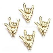 Rack Plating Alloy Pendants, Cadmium Free & Lead Free, ASL Pendants, Gesture for I Love You, for Valentine's Day, Light Gold, 20.5x15x5.5mm, Hole: 1.5mm(PALLOY-T077-130LG-RS)