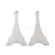 201 Stainless Steel Pendants, Eiffel Tower, Stainless Steel Color, 36x20.5x0.5mm, Hole: 2.2mm(STAS-K217-59)