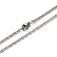 Tarnish Resistant New 304 Stainless Steel Rope Chains Necklaces, with Lobster Claw Clasps, Stainless Steel Color, 23.6 inch(59.9cm)(NJEW-P047-13)