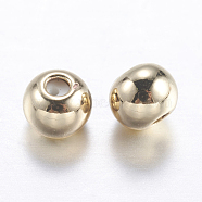 Brass Beads, with Rubber Inside, Slider Beads, Stopper Beads, Round, Golden, 4x3mm, Rubber Hole: 0.9mm(KK-K197-17G)