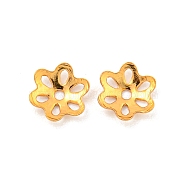 925 Sterling Silver Bead Caps, 6-Petal, Flower, Real 18K Gold Plated, 5x4.5x1mm, Hole: 0.8mm(STER-U002-03G)