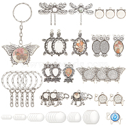 Elite DIY Keychain Making Kit, Including Iron Split Key Rings, Alloy Pendant Cabochon Settings, Glass Cabochons, Butterfly & Dragonfly & Owl & Turtle & Elephant, Antique Silver, 72Pcs/box(DIY-PH0021-37)