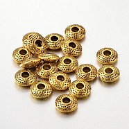 Tibetan Style Alloy Spacer Beads, Lead Free & Cadmium Free & Nickel Free, Flat Round, Antique Golden, 8x3mm, Hole: 2.5mm.(X-TIBEB-R011-AG-FF)
