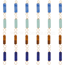 40Pcs 4 Styles Natural Mixed Gemstone Connector Charms, Column Links with Light Gold Eco-Friendly Copper Wire Wrapped, 22~23.5x4mm, Hole: 2.2~2.4mm, 10pcs/style(G-HY0001-48)