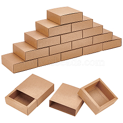 Kraft Paper Storage Gift Drawer Boxes, Gift Packaging Case for Wedding Party Supplies, BurlyWood, Square, 12x12x4cm, Inner Diameter: 10x10cm(CON-WH0095-56D)