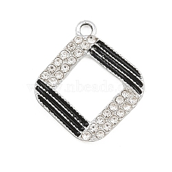Alloy Rhinestone Pendants, with Enamel, Rhombus Charms, Platinum, 23.5x20.5x3mm, Hole: 2mm(RB-CBA332B-07D-P)