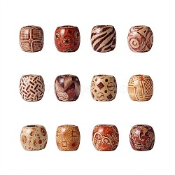 Wood Barrel Beads, Lead Free, for Jewelry Making Loose Spacer Charms, Mixed Color, 16x17mm, Hole: 7mm, about 45~50pcs/box(WOOD-TA0001-08)