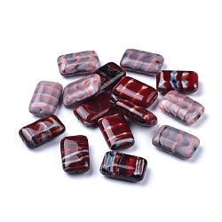 Czech Glass Beads, Retro Style, Rectangle, Mixed Color, 22x14x7mm, Hole: 0.8mm, about 60pcs/bag(GLAA-O018-21)