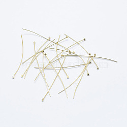 Brass Ball Head Pins, Long-Lasting Plated, Real 18K Gold Plated, Nickel Free, Real 18K Gold Plated, 20x0.6mm, 22 Gauge, Head: 1.8mm, 700~750pcs/bag(KK-G331-10-0.6x20-NF)