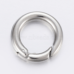 Tarnish Resistant 304 Stainless Steel Spring Gate Rings, O Rings, Stainless Steel Color, 18x3.5mm, Inner Diameter: 11mm(STAS-P198-09A)