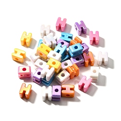 UV Plating Opaque Acrylic Beads, Iridescent, Letter, Letter H, 18.5~22.5x12~20x13~14mm, Hole: 6mm(SACR-Z007-01H)