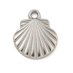 Non-Tarnish 304 Stainless Steel Pendants, Shell Shape Charms, Stainless Steel Color, 18x15x2.5mm, Hole: 2mm(STAS-I307-529P)