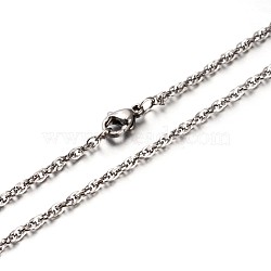 New 304 Stainless Steel Rope Chains Necklaces, with Lobster Claw Clasps, Stainless Steel Color, 23.6 inch(59.9cm)(NJEW-P047-13)