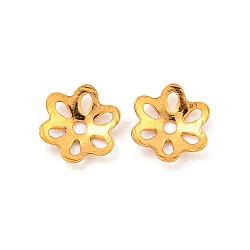 925 Sterling Silver Bead Caps, 6-Petal, Flower, Real 18K Gold Plated, 5x4.5x1mm, Hole: 0.8mm(STER-U002-03G)