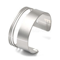 Stainless Steel Hollow Striped Open Cuff Bangles for Women, Stainless Steel Color, Inner Diameter: 2-1/2 inch(6.3cm), 40mm(BJEW-G719-06P)