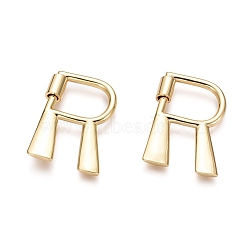 Brass Screw Carabiner Lock Charms, for Necklaces Making, Real 18K Gold Plated, Polishing, Letter, Letter.R, 33x23x2.5mm, Screw: 7x5mm(KK-I663-01G-R)