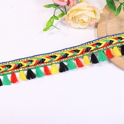 50 Yards Rainbow Color Polyester Fringe Ribbon, Tassel Ribbon, Green, 1 inch(25mm)(PW-WG86630-02)